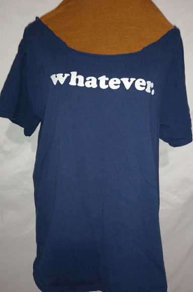 unknown Tops - Whatever L Short Sleeved Circle Neck  T-shirt in Navy Blue